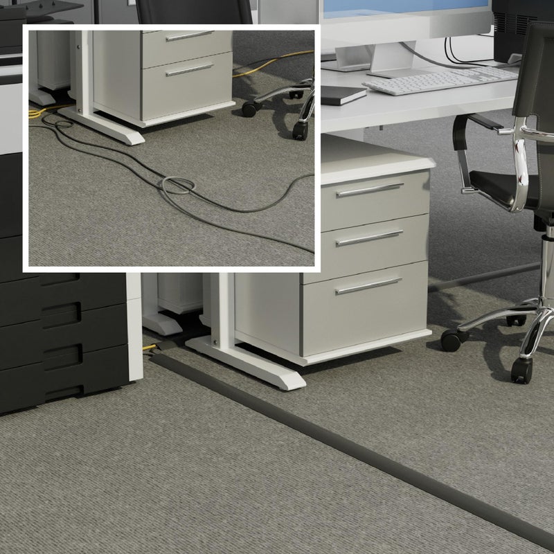 D-Line 6ft Floor Cord Cover, Cable Channel, Protect Cords, Prevent Trips - 0.63" W x 0.31" H - Gray - Image 4
